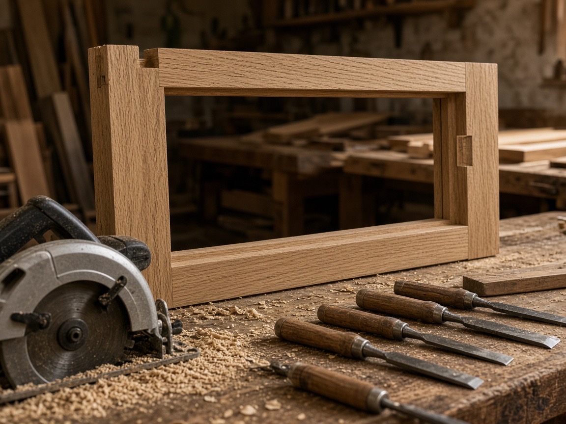 Timber joinery on a workshop bench